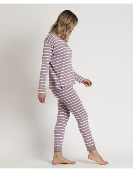 ADMAS HOME Pijama Manga Larga Oversize Stripes Home para Mujer