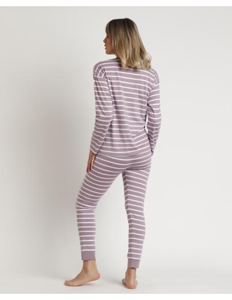 ADMAS HOME Pijama Manga Larga Oversize Stripes Home para Mujer