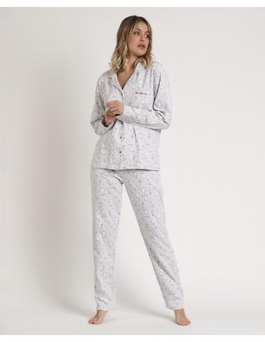 ADMAS Pijama Abierto Manga Larga Bunnies On The Moon para Mujer