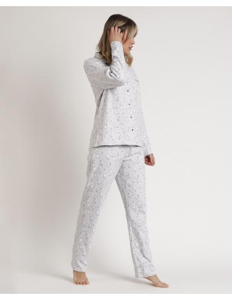 ADMAS Pijama Abierto Manga Larga Bunnies On The Moon para Mujer