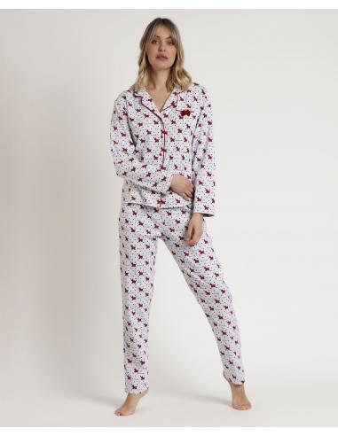 ADMAS Pijama Abierto Manga Larga Lou Lou Cold para Mujer