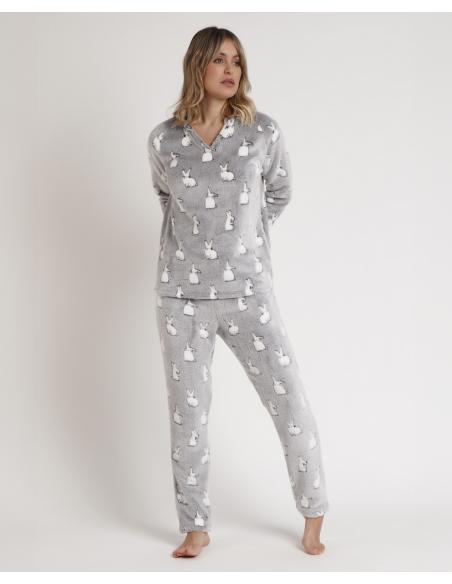 ADMAS Pijama Manga Larga Corel Bunnies On The Moon para Mujer