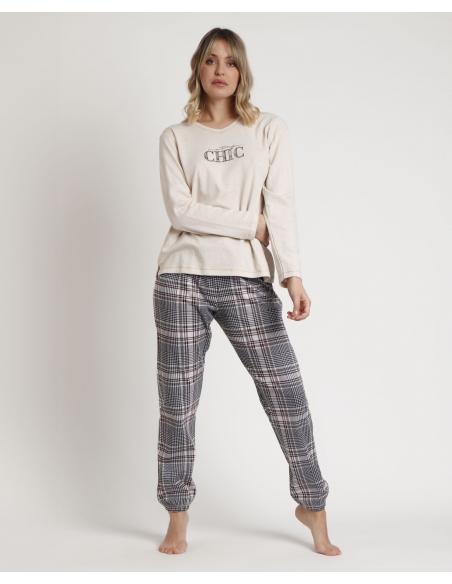 ADMAS Pijama Manga Larga Boston Chic para Mujer