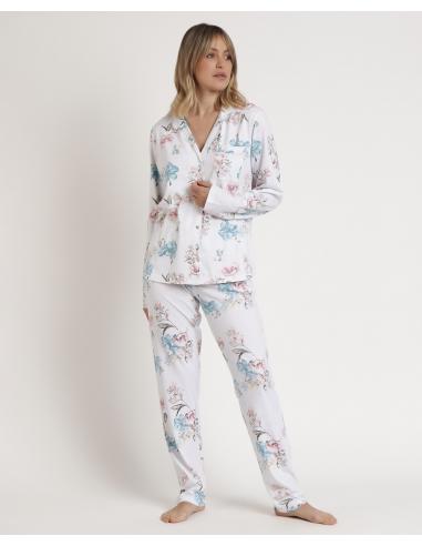 ADMAS Pijama Abierto Manga Larga French Garden para Mujer