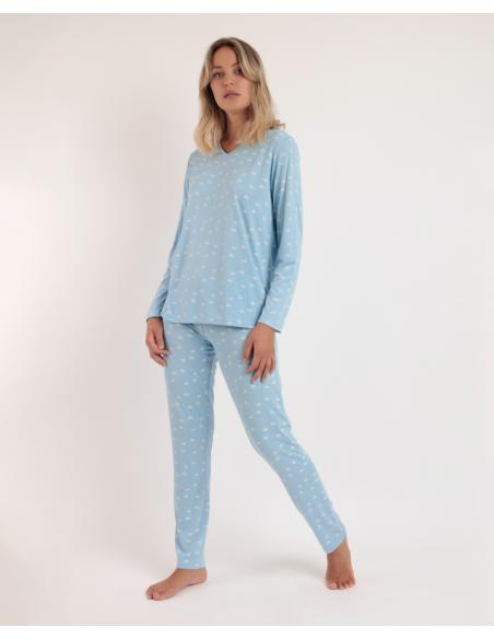 ADMAS CLASSIC Pijama Manga Larga Maternity Nubes Pico para Mujer