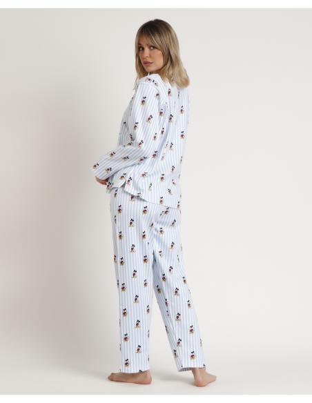 DISNEY Pijama Abierto Manga Larga Mickey New York para Mujer