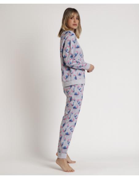 DISNEY Pijama Manga Larga Estampado Stitch Faces para Mujer