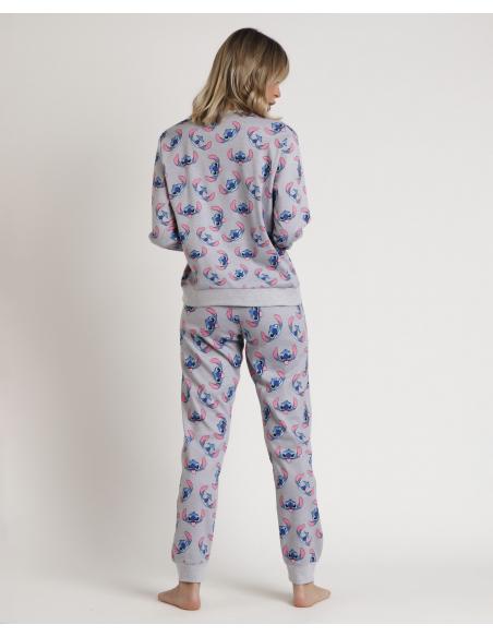 DISNEY Pijama Manga Larga Estampado Stitch Faces para Mujer