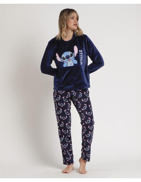 DISNEY Pijama Manga Larga Calentito Stitch Faces para Mujer