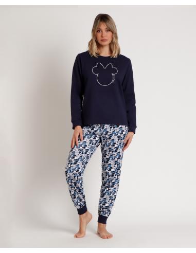 DISNEY Pijama Manga Larga Felpa Mickey Jeans para Mujer