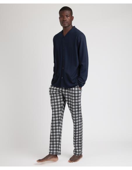 ADMAS CLASSIC Pijama Abierto Manga Larga Classic Checks para Hombre