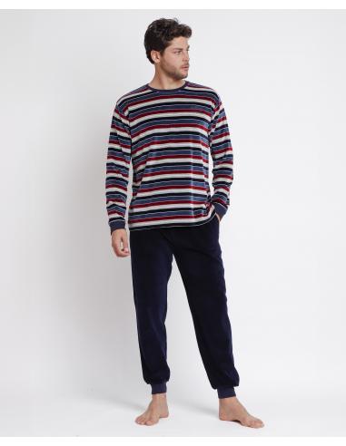 ADMAS MAGNIFIC Pijama Manga Larga Velour Stripes para Hombre