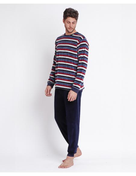 ADMAS MAGNIFIC Pijama Manga Larga Velour Stripes para Hombre