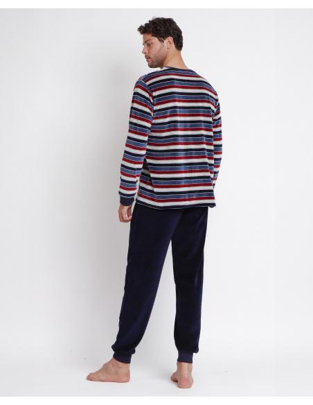 ADMAS MAGNIFIC Pijama Manga Larga Velour Stripes para Hombre