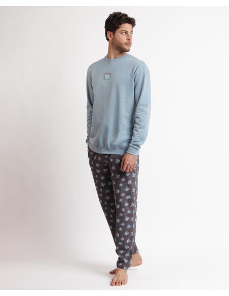 DIVER Pijama Manga Larga Coffee A para Hombre