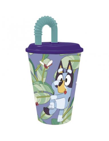 Vaso con caña maleable Bluey 430 ml