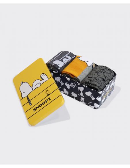 PEANUTS Calcetín Mediano Yellow Snoopy para Hombre, (Caja de 3 unidades)