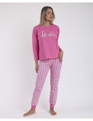 BARBIE Pijama Manga Larga Vichy Mood Barbie para Mujer