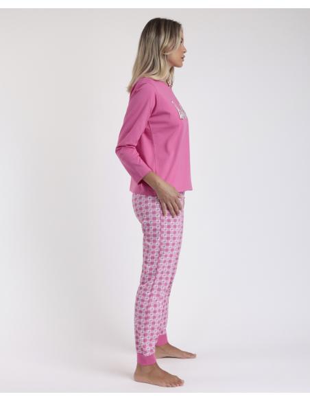 BARBIE Pijama Manga Larga Vichy Mood Barbie para Mujer