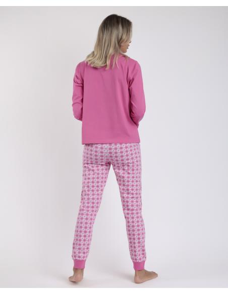 BARBIE Pijama Manga Larga Vichy Mood Barbie para Mujer