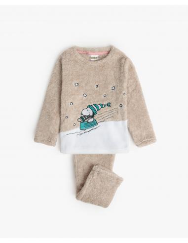 PEANUTS Pijama Manga Larga Calentito Let It Snow para Niña