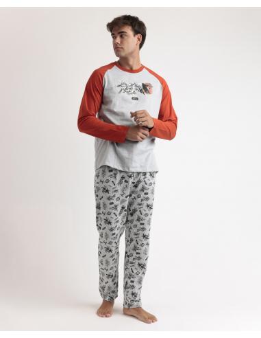 STAR WARS Pijama Manga Larga Gray Comic para Hombre