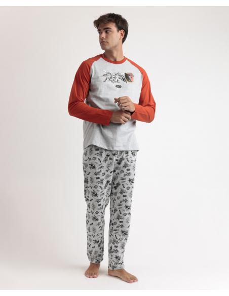 STAR WARS Pijama Manga Larga Gray Comic para Hombre