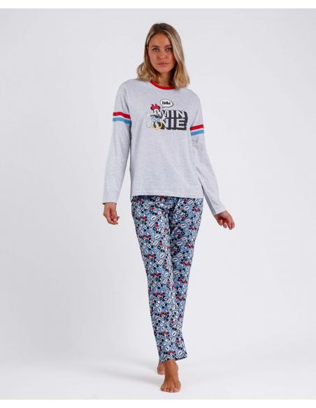 DISNEY Pijama Manga Larga Hello Mickey para Mujer