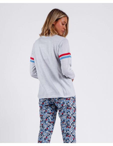 DISNEY Pijama Manga Larga Hello Mickey para Mujer