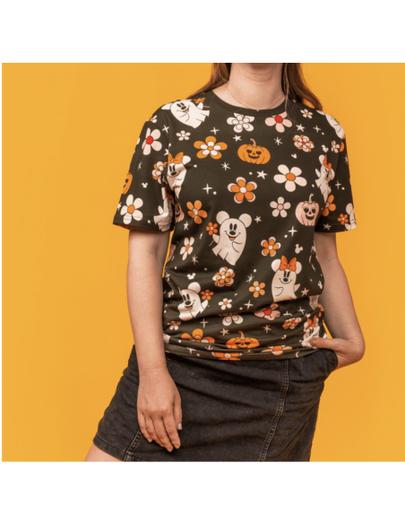 Camiseta negra Halloween Mickey & Minnie fantasmas Talla M