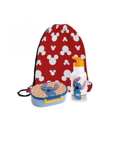 Set de fiambrera, botella y mochila con cordones Stitch