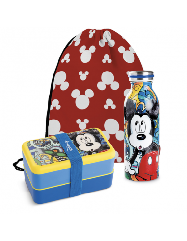 Set de Fiambrera con Botella Térmica Mickey Mouse Forever & Ever + bolsa