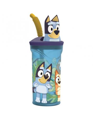 Vaso con figura 3D y pajita Bluey 360 ml