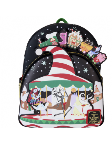 Mini Mochila Jack Skelington en Pueblo navideño Glow in the Dark