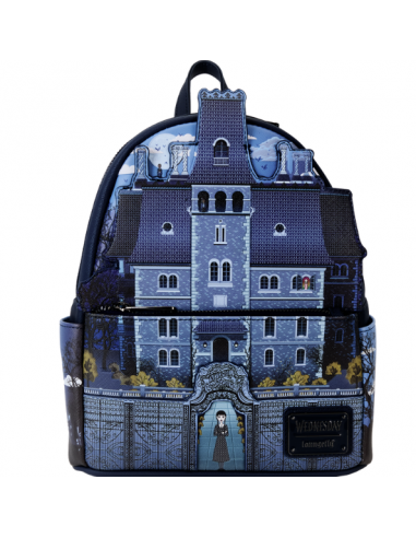 ▷ MOCHILA URBANA PREMIUM FACHADA ACADEMIA NEVERMORE DE WEDNESDAY by Pequeños Gigantes