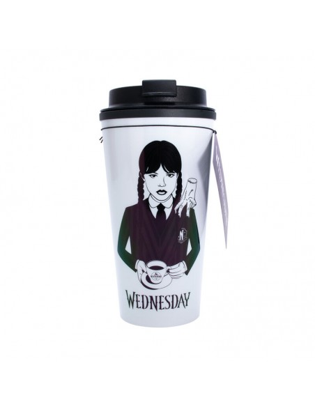 Vaso de termo Wednesday - Miércoles (blanco y negro) 450 ml