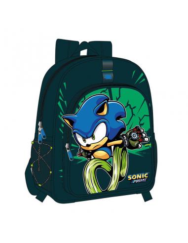 Mochila mediana Sonic Prime detalles verdes 38 cm