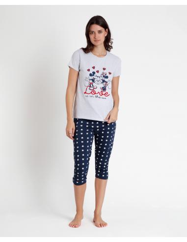 DISNEY Pijama Manga Corta Love is in the Air para Mujer