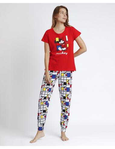 DISNEY Pijama Manga Corta Mickey Mondrian B para Mujer