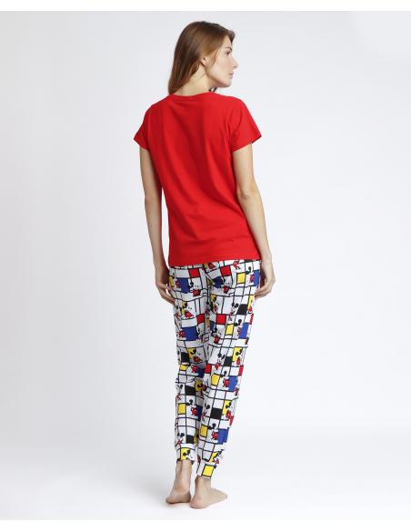 DISNEY Pijama Manga Corta Mickey Mondrian B para Mujer