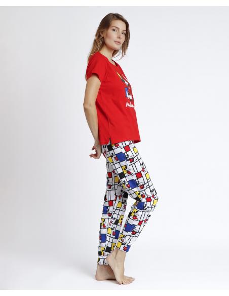 DISNEY Pijama Manga Corta Mickey Mondrian B para Mujer