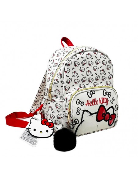 Mini Mochila mosaico Hello Kitty blanca 25 cm