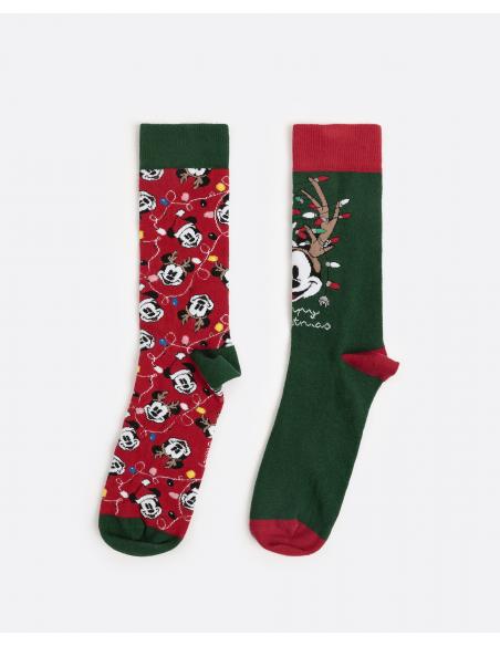 DISNEY Calcetín Xmas Mickey para Hombre, (Pack 2 pares)