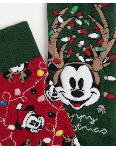 DISNEY Calcetín Xmas Mickey para Hombre, (Pack 2 pares)