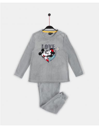 DISNEY Pijama Calentito Manga Larga Mickey Grey para Niña